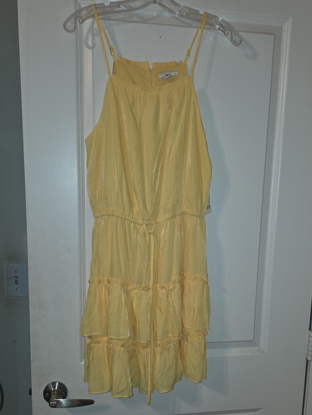 Bar III Yellow Tiered Mini Dress